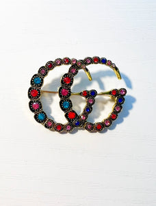 Colorful Gold Brooch