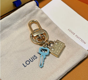 Blue Lock and Key Charm