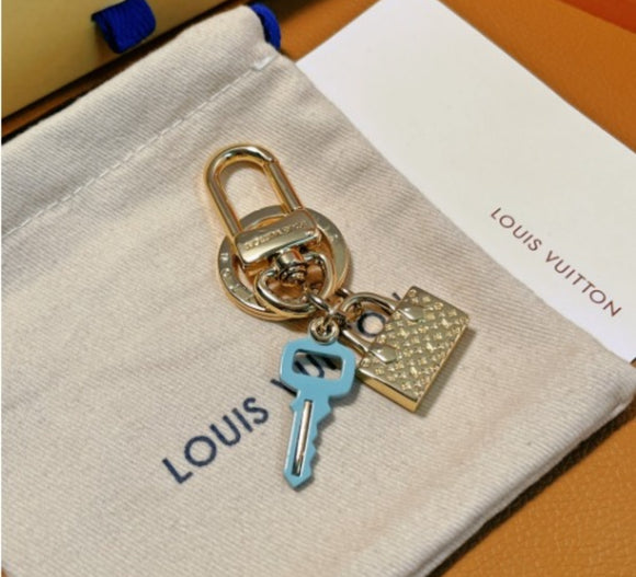 Blue Lock and Key Charm