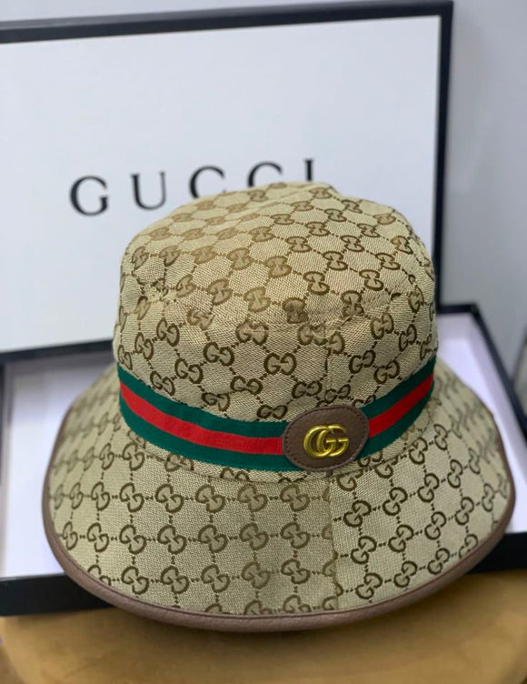 Striped Double Brown Bucket Hat