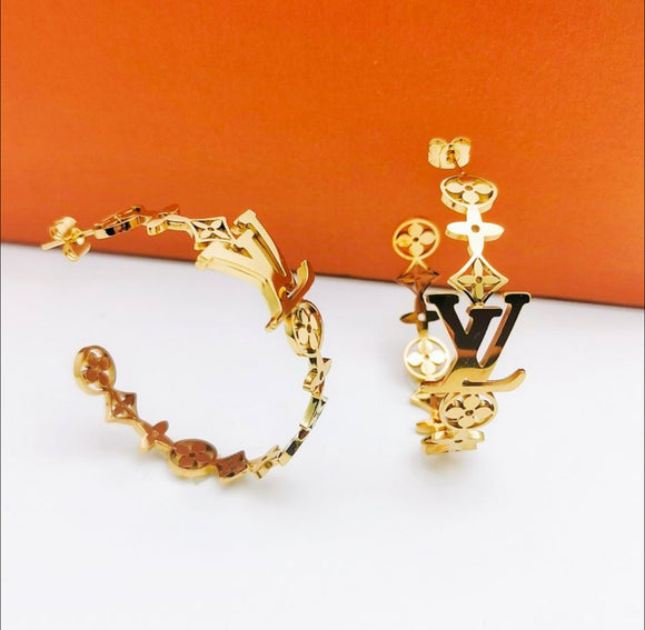 Gold L Hoops