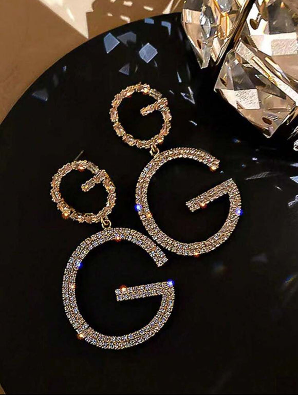 G Rhinestone Earrings