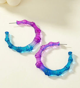Blue and Pink Bamboo Hoops