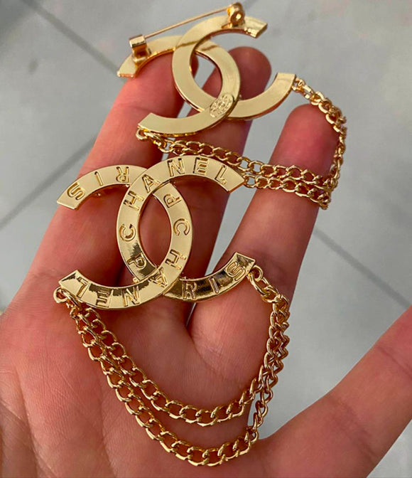 Gold Chain Brooch