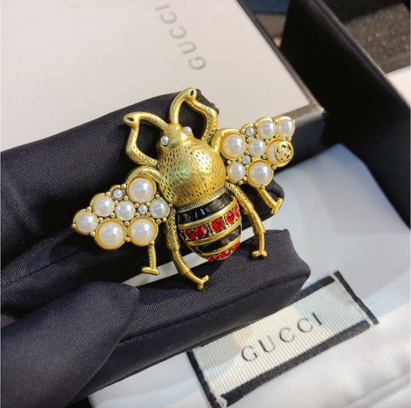 Gold and Black Bee Brooch