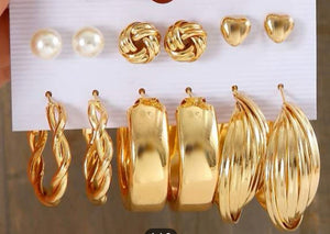 6 pairs Heart & Faux Pearl Decor Earrings