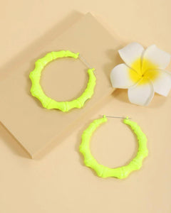 Neon Yellow Bamboo Hoops