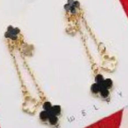 Black Flower Drop Earrings