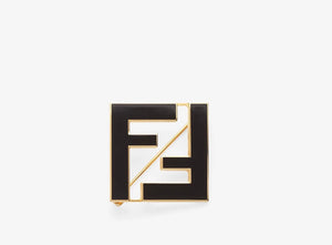 Solid Double F  black brooch