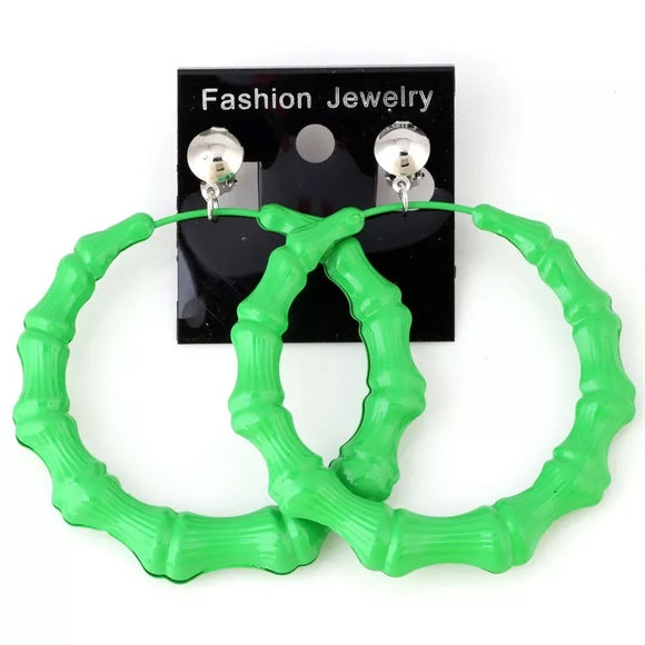 (Clip On)Green Bamboo hoops